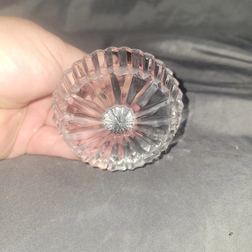 Clear Lead Glass Crystal Ring Holder Trinket Tray Jewelry Keeper Tabletop